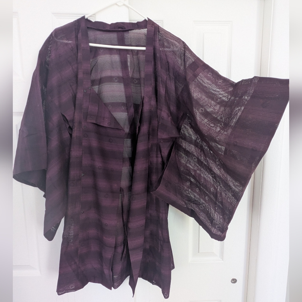 Vintage Japanese Kimono Purple Sheer Kimono Cardigan
